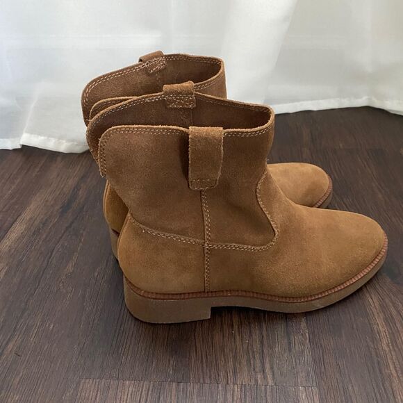 Lucky Brand Brown Tan Suede Leather Ankle Boots Size 6.5 EUC - Picture 3 of 9